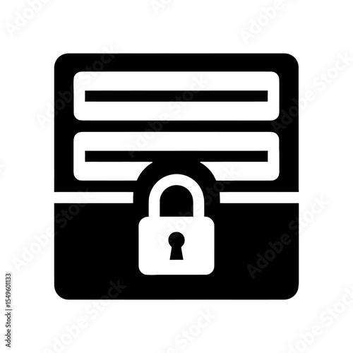 Secure document icon with a padlock for data protection and file privacy A glyph for a locked confidential folder or private web browser page information