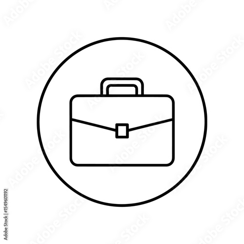 Business briefcase icon in a circle for work and portfolio An outline symbol for a job case office professional corporate or finance document bag