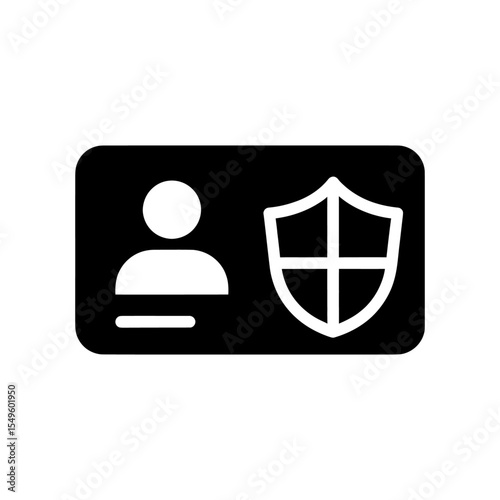 ID card security icon with a shield for identity protection A glyph for personal data verification a safe document and secure authentication privacy