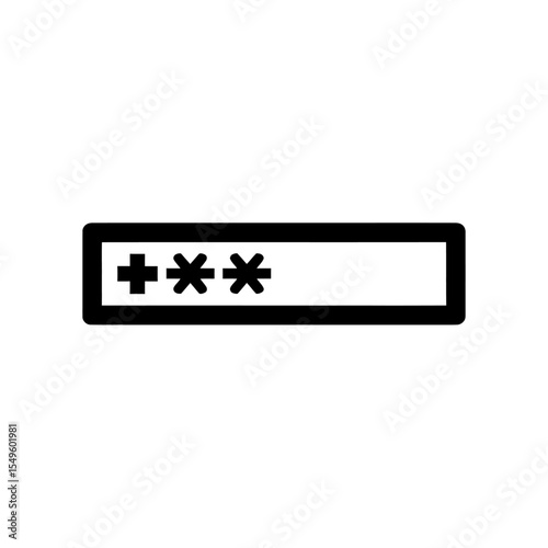 Password input field for security and login access A glyph icon for protection private data authentication and secure web account verification systems