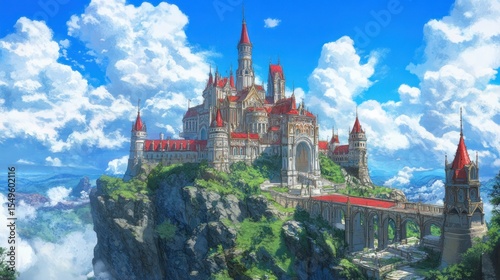 Wallpaper Mural Massive red-roofed castle on a mountaintop Torontodigital.ca