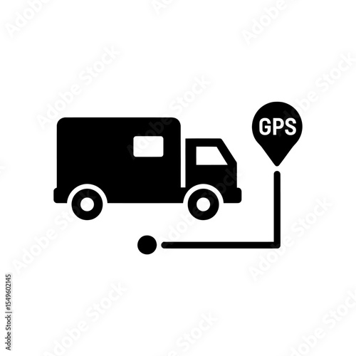 Delivery truck with GPS tracking for location logistics and shipping A vector for transport navigation route monitoring and shipment package service