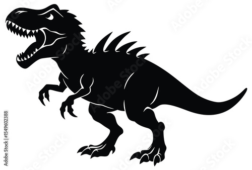 angry dinosaur silhouette vector elements, clipart dinosaur flat design illustration