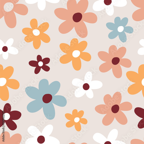 Seamless pattern with simple flowers. Great for designing children's textiles, wallpaper and other designs