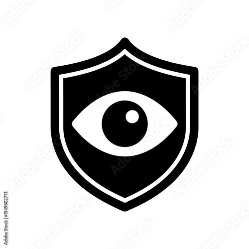 Security shield with an eye for protection and monitoring A vector icon for surveillance privacy safety guard and system audit technology observation