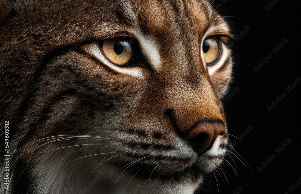 Obraz premium Close up lynx image in a white frame against a black backdrop