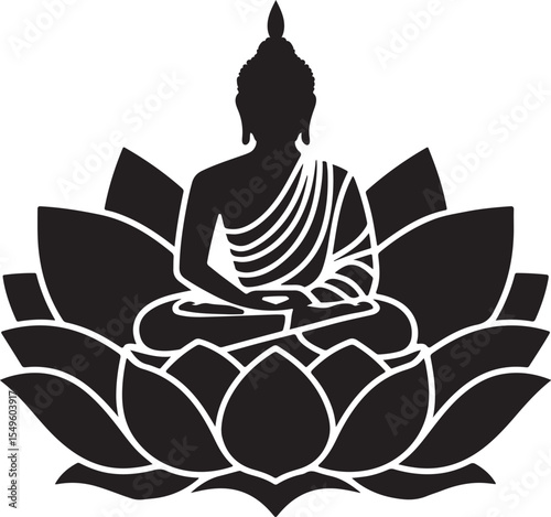 Spiritual Buddhist Silhouette Vector