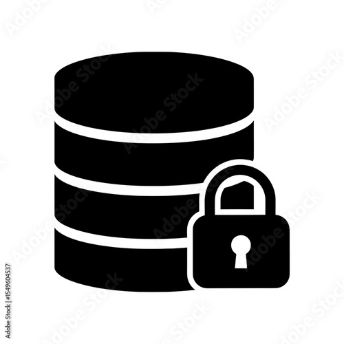 Secure Database Icon Vector Glyph For Data Security And Information Protection Locked Server Symbol For Cybersecurity And Private Network Storage Design