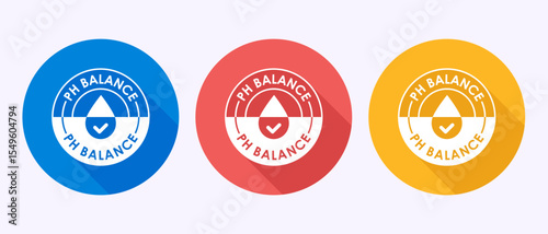 PH balance icon design illustration. Neutral PH balance icon sign, Free acidity concept in shadow button design