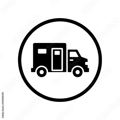 Armored Truck Service Icon Vector Glyph In A Circle For Secure Financial Transport And Banking Logistics Cash In Transit Vehicle Symbol Design Element
