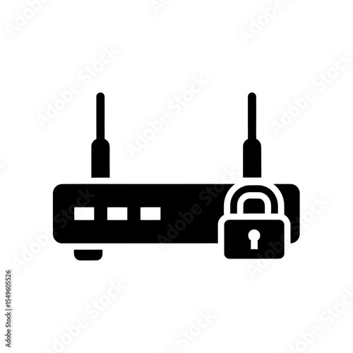Secure Wifi Icon Vector Glyph With Router And Lock Symbol For Protected Wireless Network And Encrypted Internet Connection Private Hotspot Access