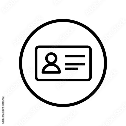 ID Card Icon Vector Glyph In A Circle For Personal Identification And User Profile Badge Symbol For Employee Access And Membership Graphic Element