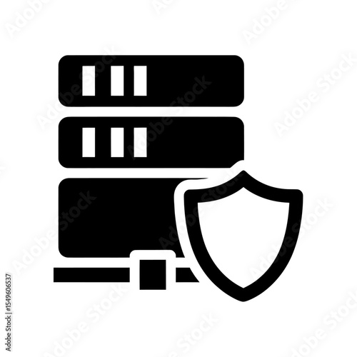 Server Security Icon Vector Glyph With Data Center And Shield For Network Protection And Hosting Safety Secure Database And System Administration