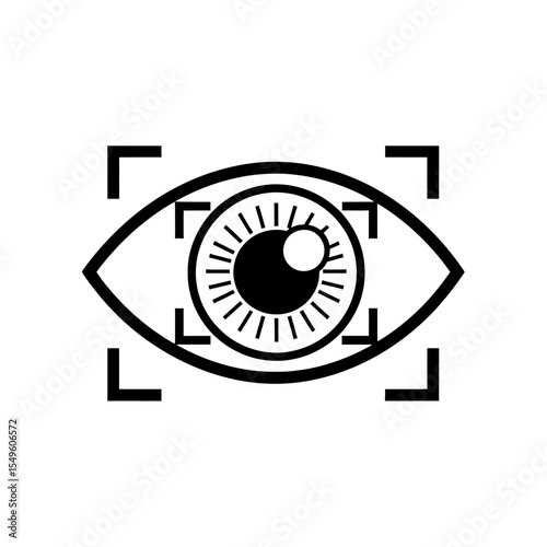 Retina Scan Icon Vector Glyph For Ocular Biometric System And Iris Recognition Identity Authentication And High Tech Security Access Symbol Design