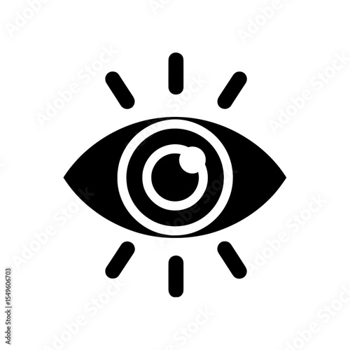 Vision Icon Vector Glyph With An Eye And Shining Rays Symbol For Foresight And Observation Or Surveillance And Awareness Graphic Illustration