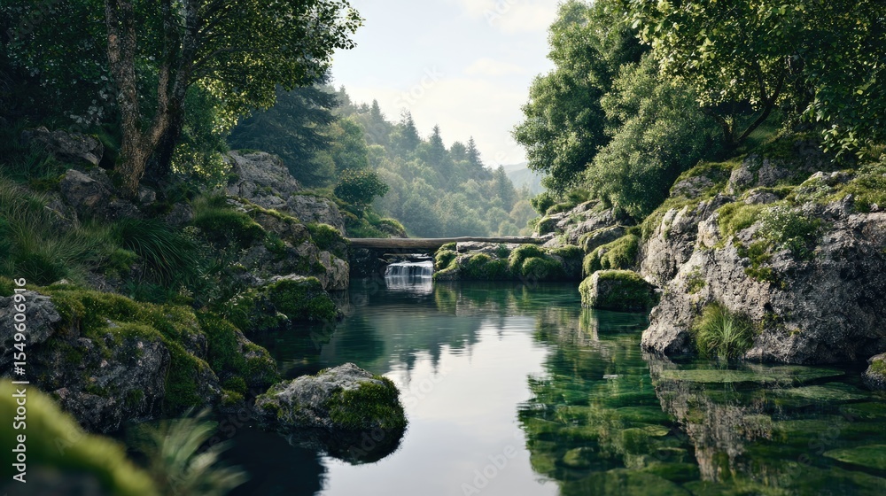 Serene forest stream Serene forest stream