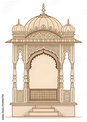 Vector minimalist Rajasthani jharokha with intricate pattern generative ai
 