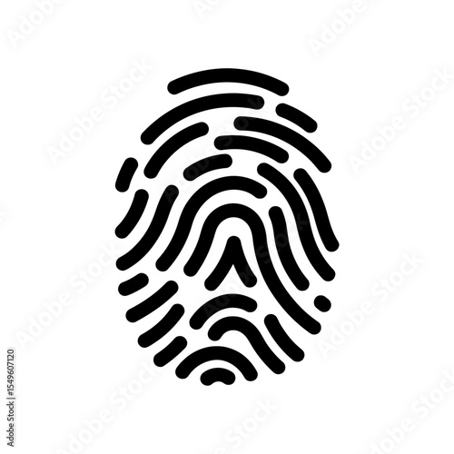 Fingerprint icon for biometric identity and security authentication A glyph symbol of a unique touch ID scan for personal recognition verification and access