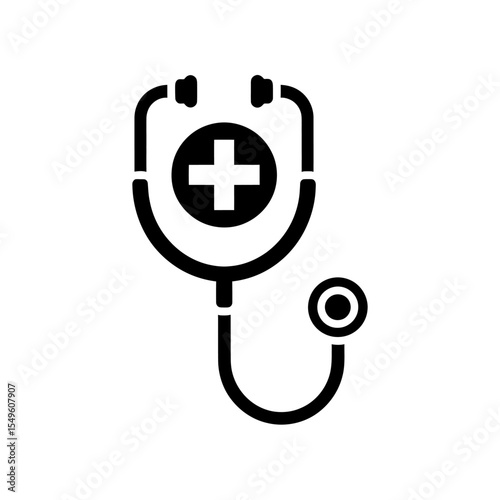 Stethoscope icon for a medical doctor and healthcare diagnosis A glyph symbol of a physician's tool used in a hospital or clinic for health examination