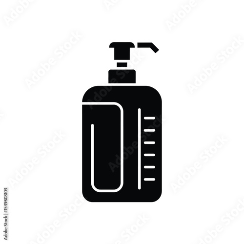 Black and White Icon of a Soap Dispenser Bottle with Pump