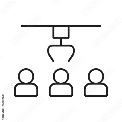 Automated Recruitment or Talent Selection Icon Vector. Robotic Arm Selecting Person Logo