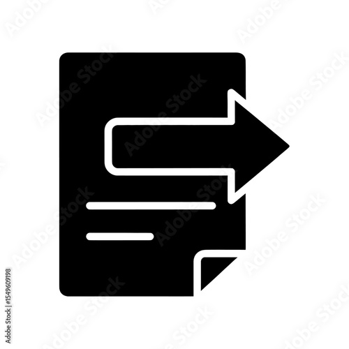 Data Export Icon Vector Glyph With Document And Arrow For File Transfer And Information Sharing Patient Referral Or Sending Report Symbol Graphic