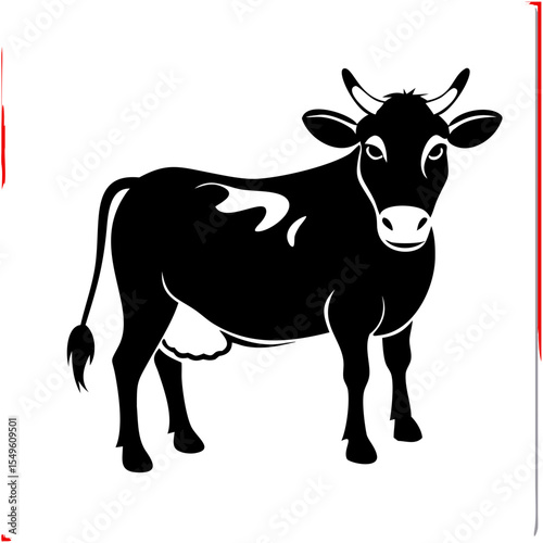 Figure of a cow with horns. Vector silhouette of the cow. Cow silhouette vector icon. Vector illustration