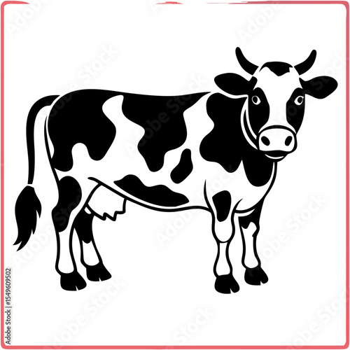 Figure of a cow with horns. Vector silhouette of the cow. Cow silhouette vector icon. Vector illustration
