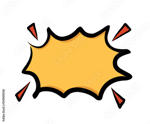 Comic style explosion bubble icon in bold yellow and red, perfect for pop art and action graphics