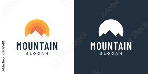 sun and mountain logo design