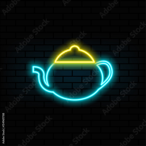 Kettle icon. neon style. Vector illustration of ut symbol