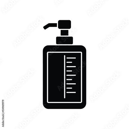 Black and White Liquid Soap Dispenser Icon with Measurement Markings