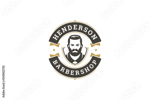Classic vintage logo design featuring a bearded male character with a retro style. Ideal for branding barbershops, grooming services, and hairdressing businesses. Vector illustration