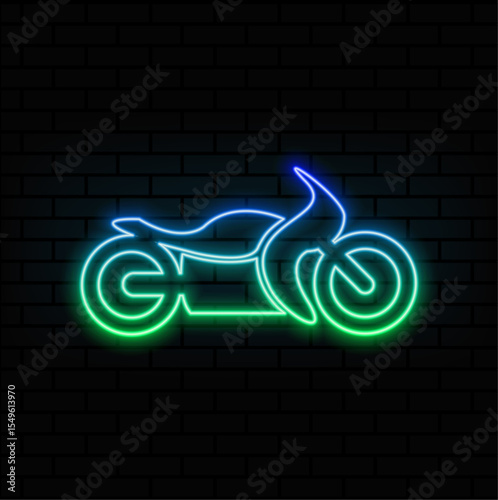 neon style.Motorcycle vector icon. neon. Motorcycle icon set.