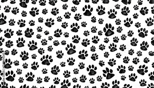 trace black doodle paw prints seamless pattern background seamless pattern design of puppy paw prints