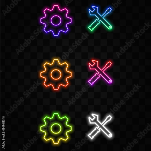 Service tools icon. neon style. Vector illustration
