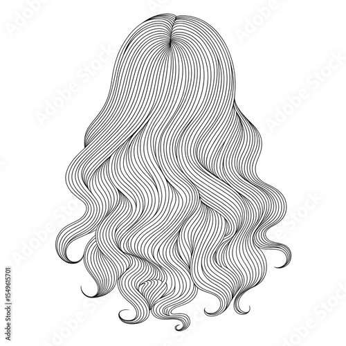 ‎A line art hair  illustration of a coloring page