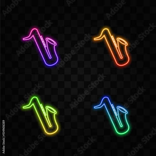silhouette vector saxophone icon. neon style.
