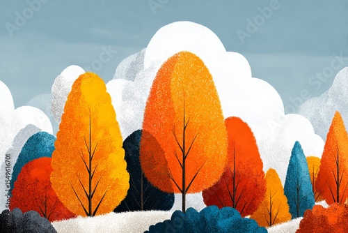 autumn forest, autumn background, illustration