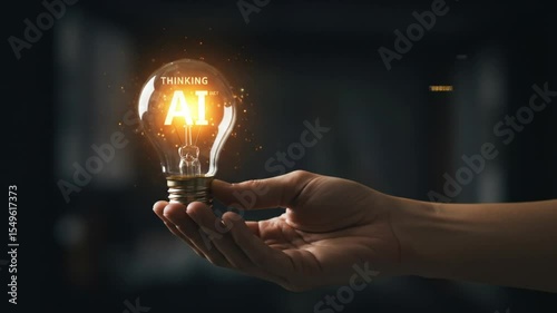 A hand holding a bright lightbulb with 