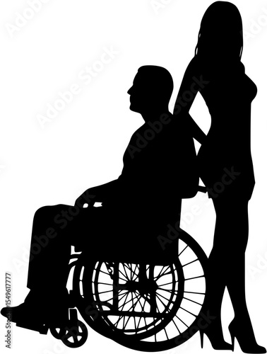 Vector silhouette of a man with a sexy woman.
