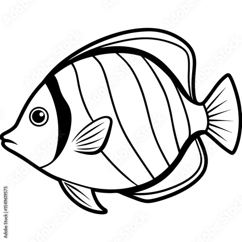 Minimalist Yellow Tang Line Art Illustration