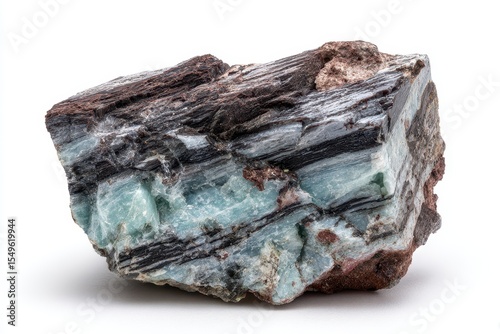 Close up of a Brucite mineral specimen MgO ore on a white background sourced from the Sverdlovsk Region Urals Russia