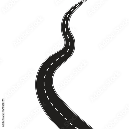 asphalt road with white lines, curved road with white lines, bending traffic road .