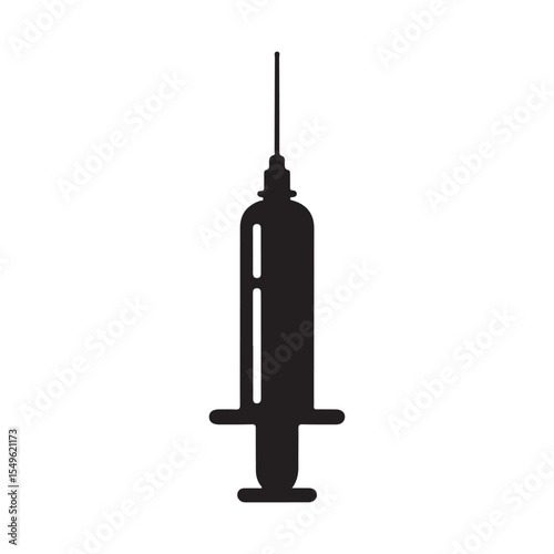 Flat Design Syringe Icon. Syringe Silhouette Vector EPS 10
