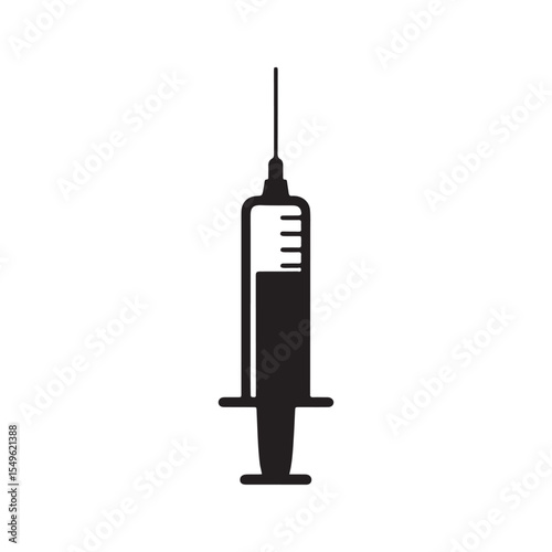 Flat Design Syringe Icon. Syringe Silhouette Vector EPS 10