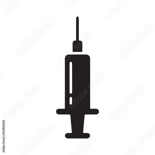 Flat Design Syringe Icon. Syringe Silhouette Vector EPS 10