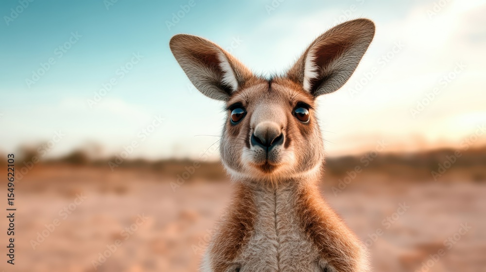 Obraz premium A close-up shot of a kangaroo with a curious expression captures the essence of wildlife in its natural habitat, showcasing its playful and gentle nature.