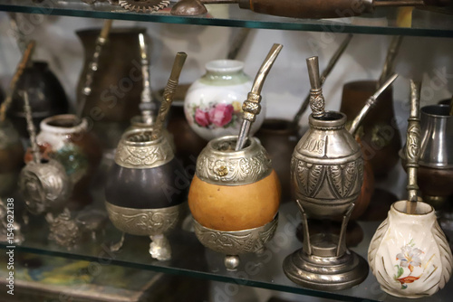 
Collection of Argentine mates displayed in a window