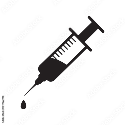 Black color injection icon. Syringe icon. Illustration eps 10